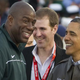 Former Los Angeles Lakers great Magic Johnson and President Barack Obama
SAUL LOEB/AFP/Getty Images